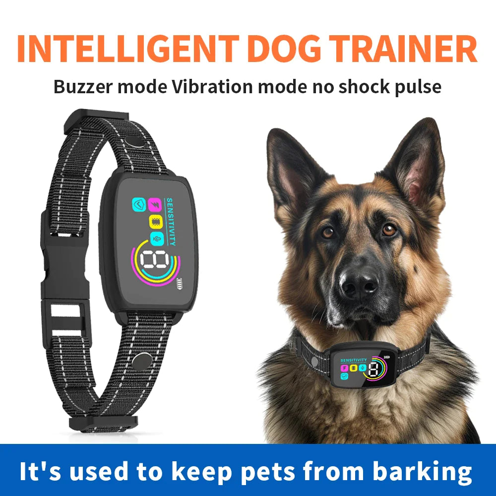 Wiederaufladbares, intelligentes Anti-Bell-Halsband mit HD-Display – wasserdicht und effektive Bellkontrolle für Hunde!