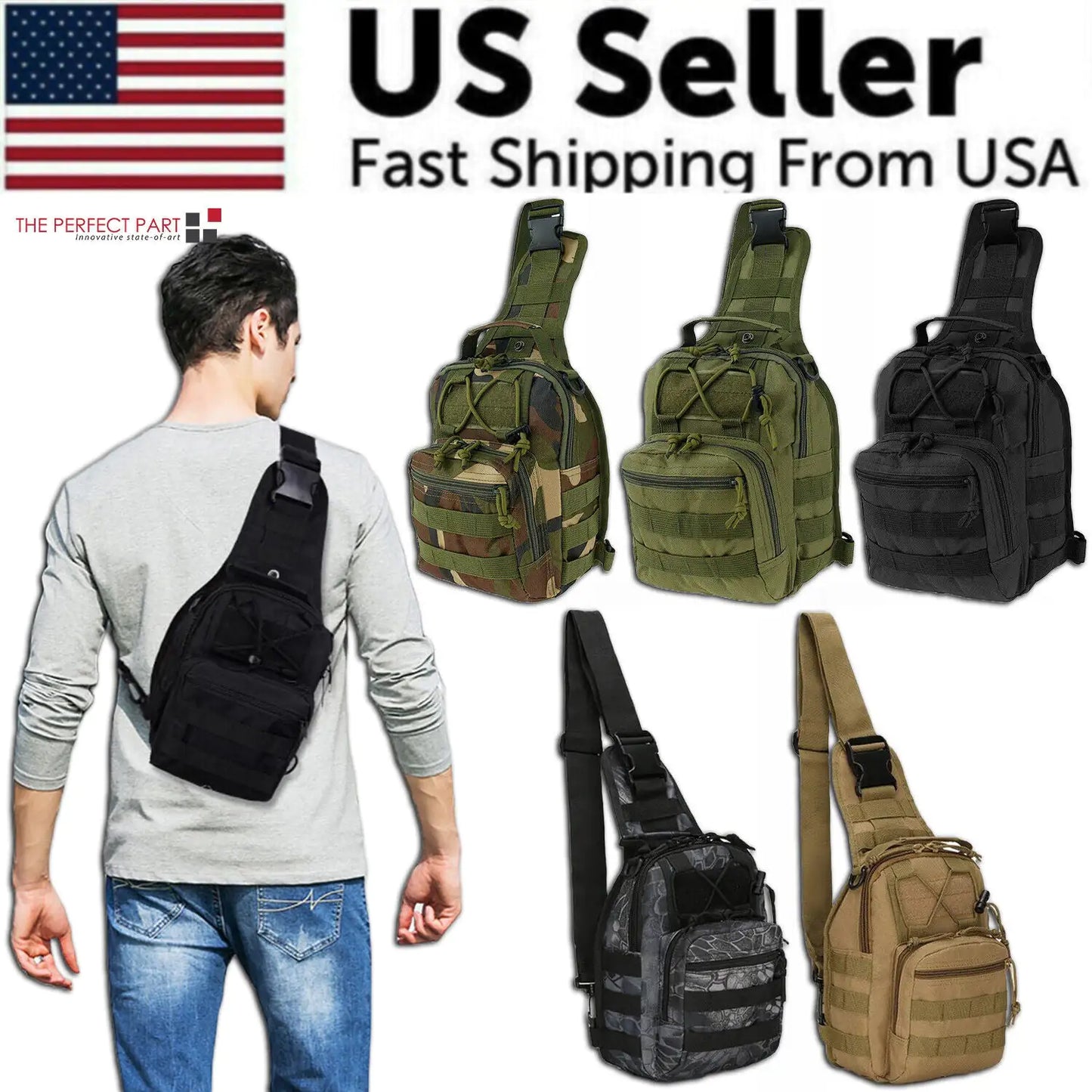 Herren-Rucksack, taktischer Sling-Schultertasche, Molle, Reise-Brusttasche, Outdoor-Wandern