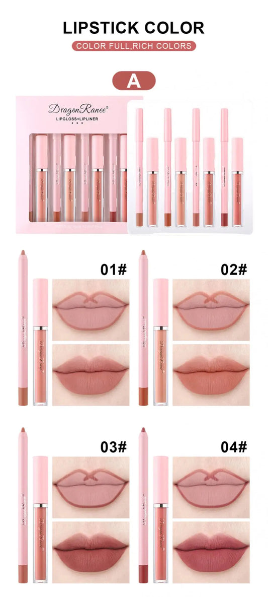 4-teiliges Lipgloss-Lipliner-Stift-Set