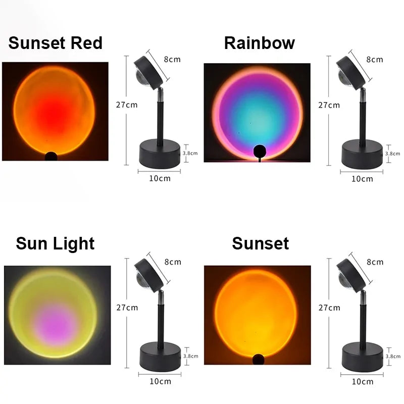 Sunset Projector Lamp: USB-Powered Colorful Atmosphere Night Light