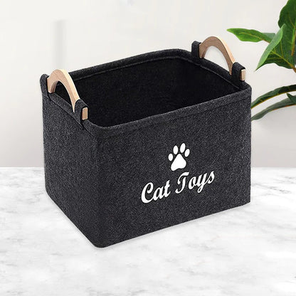 Cesta de fieltro para guardar juguetes de mascotas: organizador duradero y elegante para suministros de mascotas