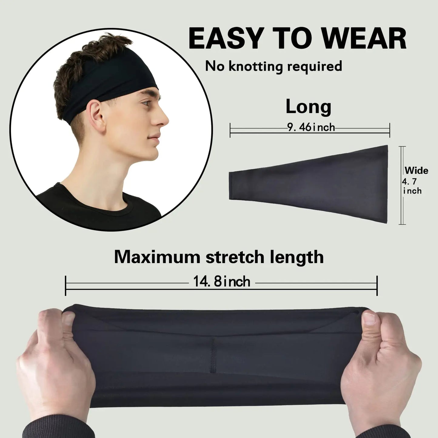 Sports Headbands for Men (5 Pack),Moisture Wicking Workout Headband