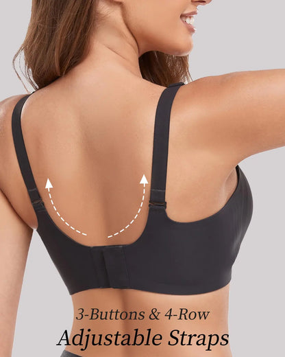 Bügelloser V-Ausschnitt-BH für Damen, ohne Bügel, leicht hebender Damen-BH, weicher Tragekomfort, nahtlose Bralettes, Größe 3XL, reines Schwarz