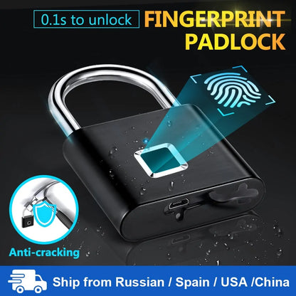 Keyless USB Rechargeable Fingerprint Padlock