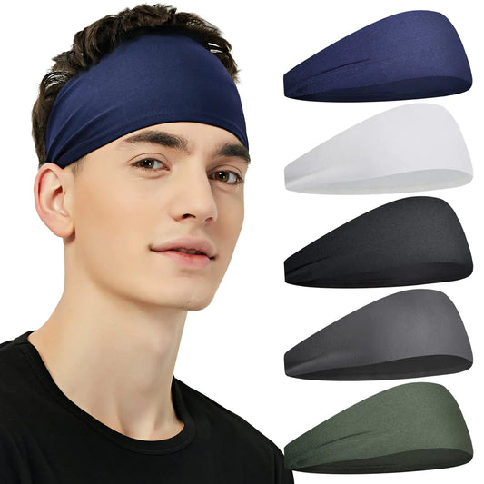 Diademas deportivas para hombres (paquete de 5), diadema para entrenamiento que absorbe la humedad