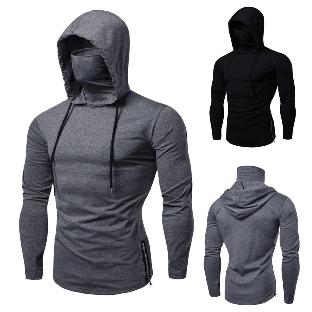 Sudadera con capucha deportiva para correr y fitness para hombre con mascarilla: comodidad informal con estilo