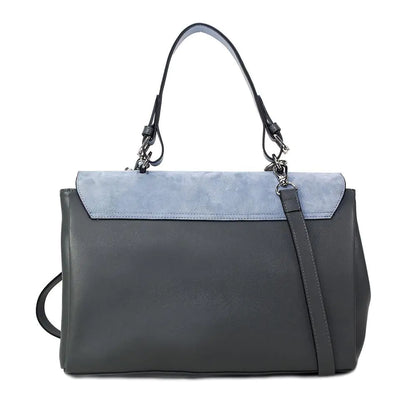 Luxury Simonetta Leather Bag - Serenity & Charcoal