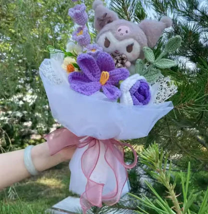 Elegante set de regalo con peluche y flores