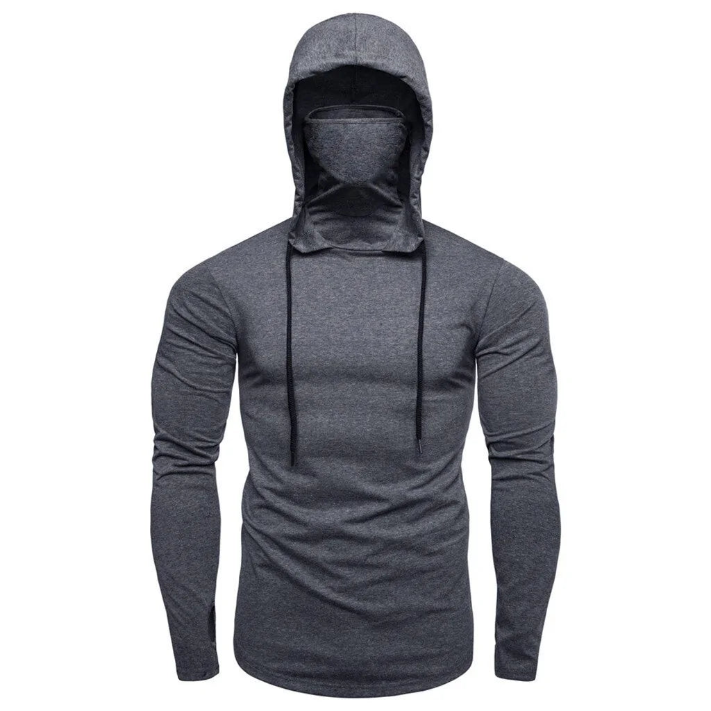 Men's Sports Running Fitness Hoodie with Mask: Casual Comfort with Style