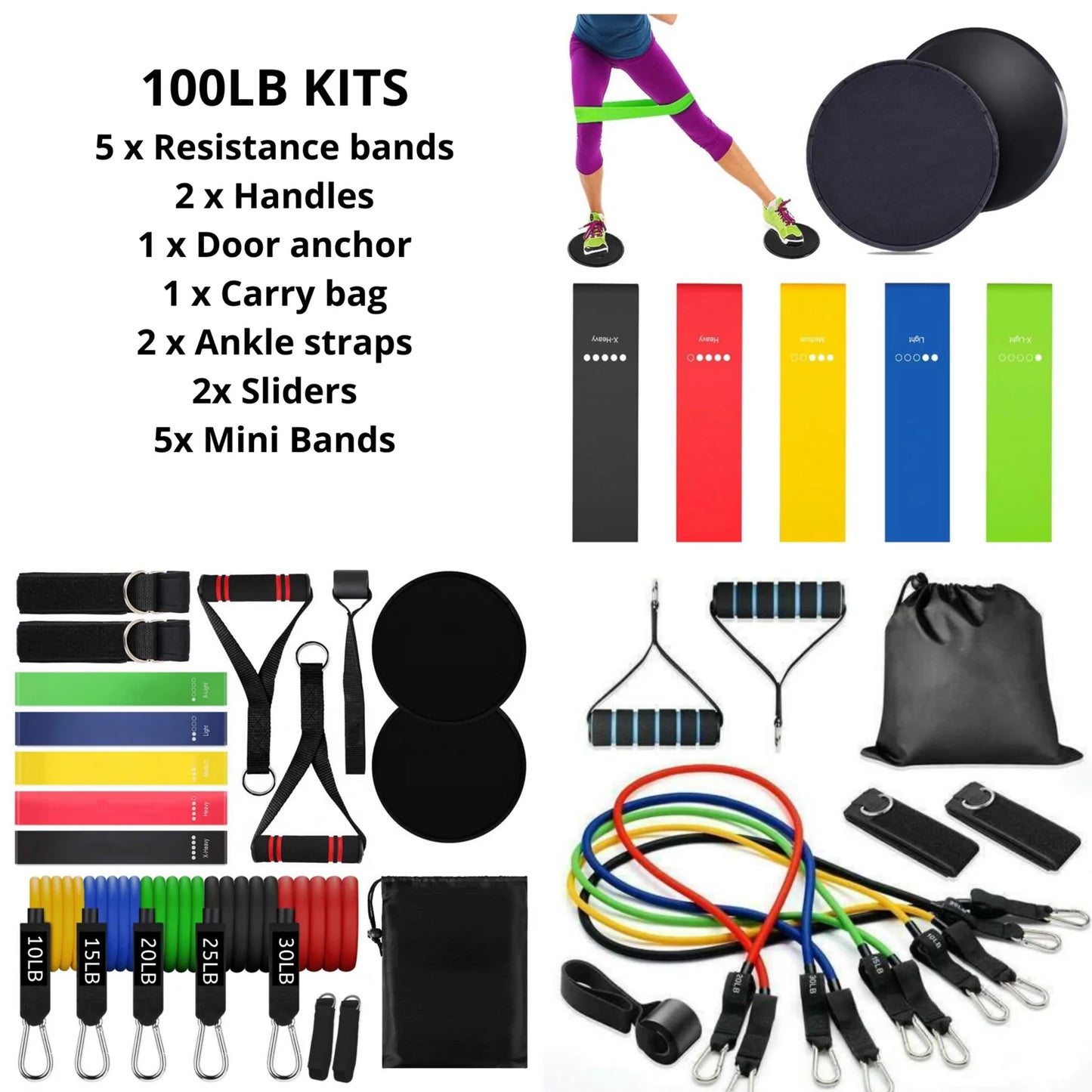 Kit de banda de resistencia Ultimate de 100 libras