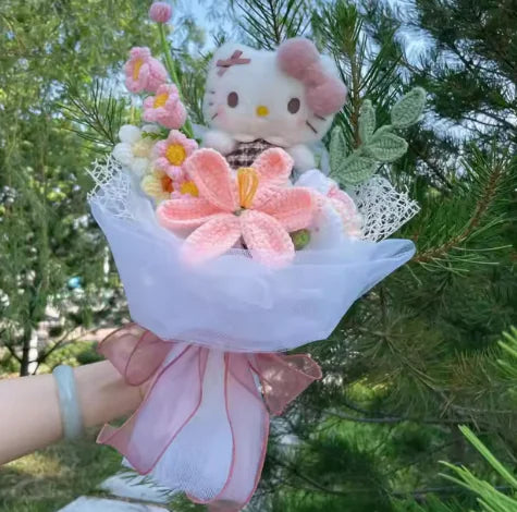 Elegante set de regalo con peluche y flores