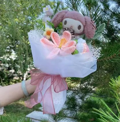 Elegante set de regalo con peluche y flores