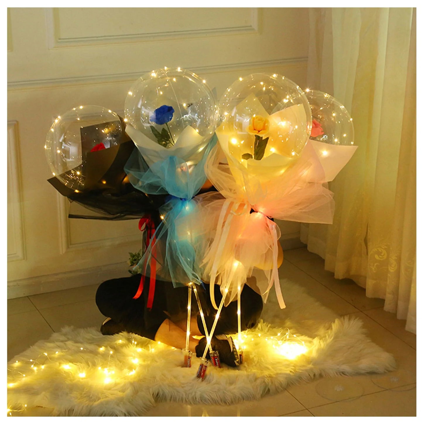 LED Luminous Balloon Rose Bouquet: Perfect for Valentine's Day, birthdays, weddings, and parties