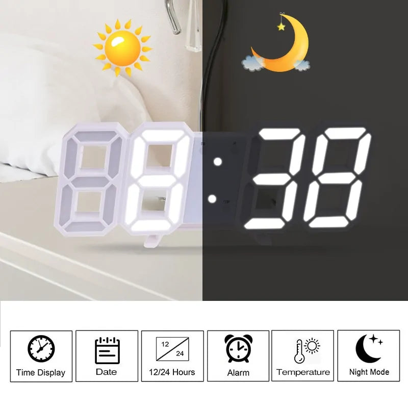 Reloj de pared digital LED 3D para el hogar