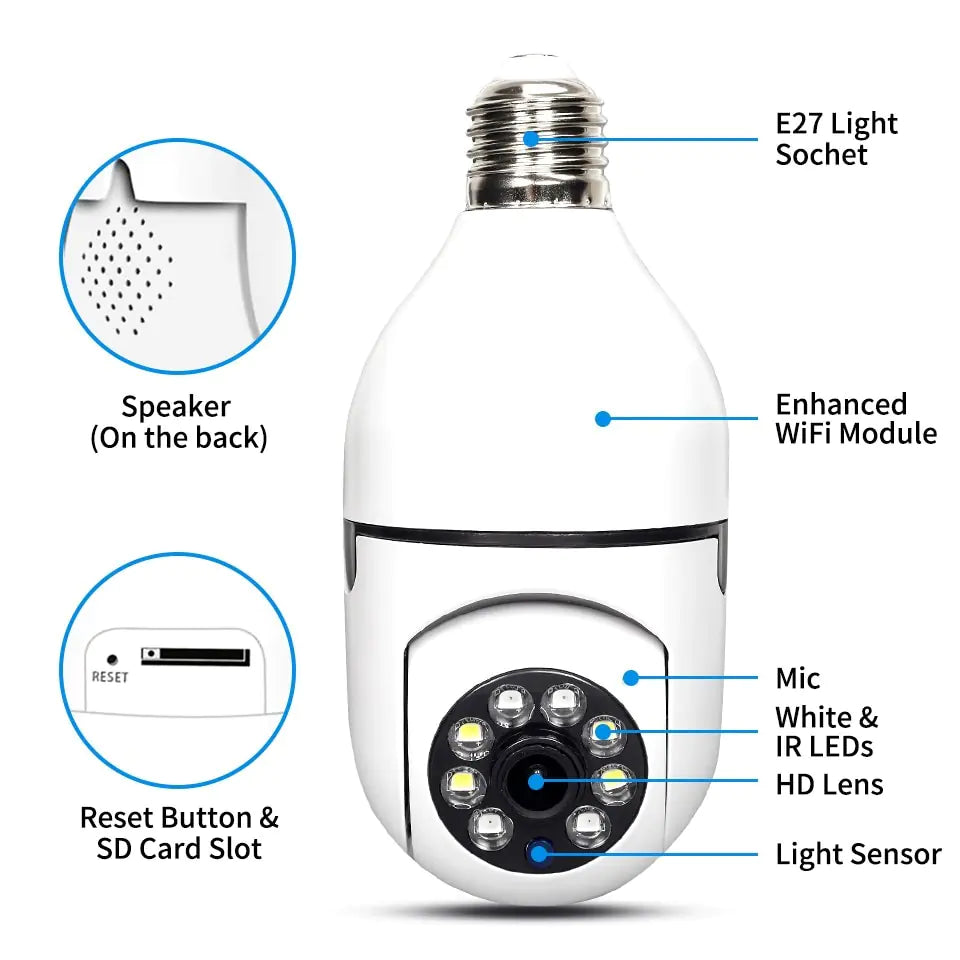 Cámara de vigilancia de seguridad con zoom digital de 4 aumentos